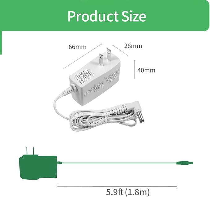 DC 24V 500mA 0.5A Power Supply Adapter for Room Humidifier and Oil Diffuser, Replacement Power Adatper for Air purifiers,5.5 * 2.1mm Tip 5.9FT/1.8M Power Cord,UL Listed