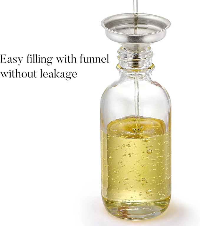 Set of 4, 1 oz Clear Eye Dropper Bottles with 1 Stainless Steel Funnels & 4 Labels - Black Caps 30ml Thick Glass Tincture Bottles - Leakproof Essential Oils Bottles for Health, Personal Care & Beauty