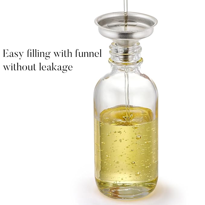 4 Pcs, 2 oz Clear Eye Dropper Bottles with 1 Stainless Steel Funnels & 4 Labels - Black Caps 60ml Thick Glass Tincture Bottles - Leakproof Essential Oils Bottles for Health, Personal Care & Beauty