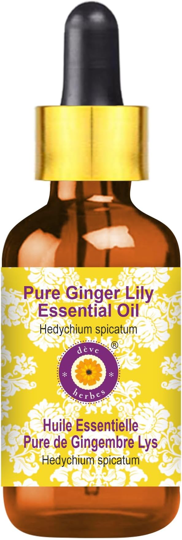 dève herbes Ginger Lily Essential Oil (Hedychium spicatum) with Glass Dropper | Pure | Non-Sticky | Non-Greasy | Lightweight | Men & Women | All Skin Types | Steam Distilled 30ml (1 oz)