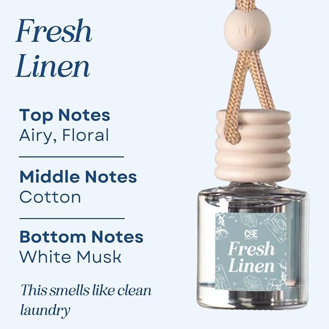 CANDECraftCo Car Air Hanging Fragrance Oil, Car Auto Freshener for Essential Oils, Scents Fragrance Aromatherapy Automobile Diffuser, Long Lasting (Fresh Linen + Clean Cotton)