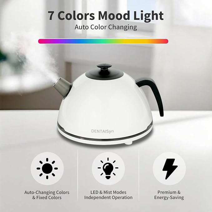 DENTAISyn Aroma Diffuser,400ML Large Essential Oil Diffuser: Ultrasonic Cool Mist Humidifier, 14-Hour Long-Lasting Aromatherapy,7 Color Lights, Auto-Off for Home/Bedroom/Yoga (Minimalist White)