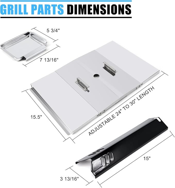 Replacement Parts for Dyna-Glo DGF510SBP DGF493BNP, Drip Pan Grease Tray & Heat Tents Heat Shields for Dyna Glo DGF510SBP 5 Burner Grill