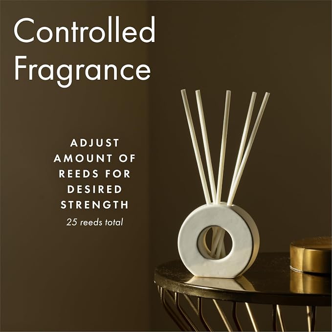 ScentAir Infused Liquidless Diffuser Reeds | Essential Oil Air Freshener Sticks for Home, Bathroom, and Office | Includes 25 Flameless Aromatherapy Reeds and 1 Modern Vase | Lush Bamboo
