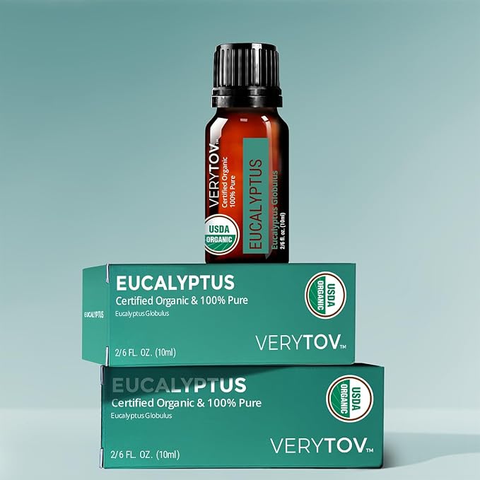 Premium USDA Organic Eucalyptus Essential Oil - 100% Pure Natural Undiluted, for Aromatherapy Diffuser, 10ml