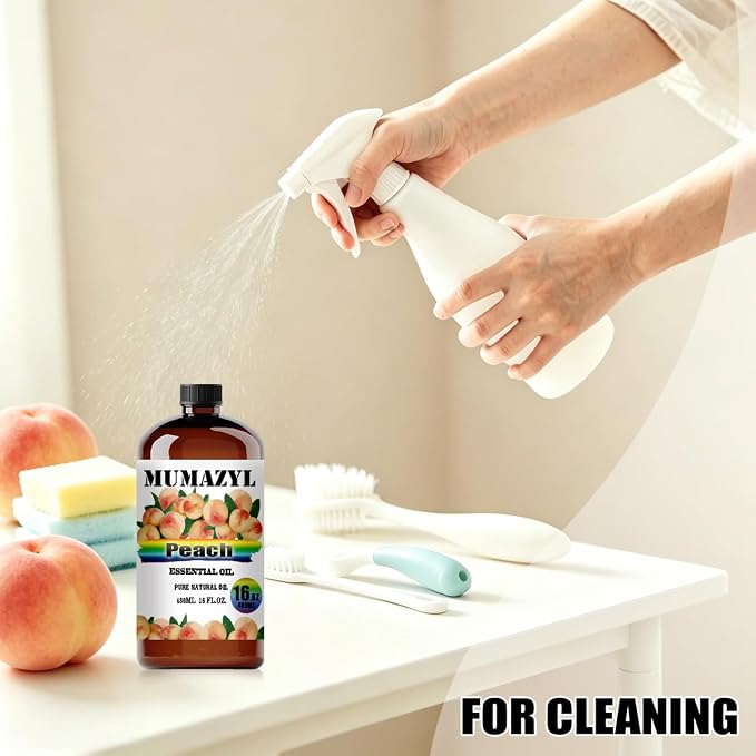 Peach Essential Oil, Peach Oil 16 Fl Oz 480ML for Diffuser Humidifier Yoga Cleaning DIY Candle Soap Making MUMAZYL Essential Oils