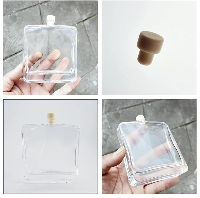 100ML/3.3OZ Clear Glass Diffuser Bottles Square Empty Essential Oils Refill Replacement Scent Fragrance Reed Diffuser Jars DIY Perfume with Dry Flower Home Decor Wedding Favors Gifts