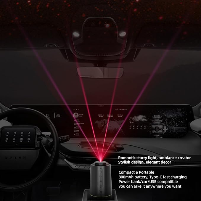 Waterless Oil Diffuser, Portable Car Diffusers for Essential Oils, Wireless Diffusers with 3 Mist Levels & Timer, ABS Material, Starry Night Light for Car Home Office, Includes 3 Scent Oils