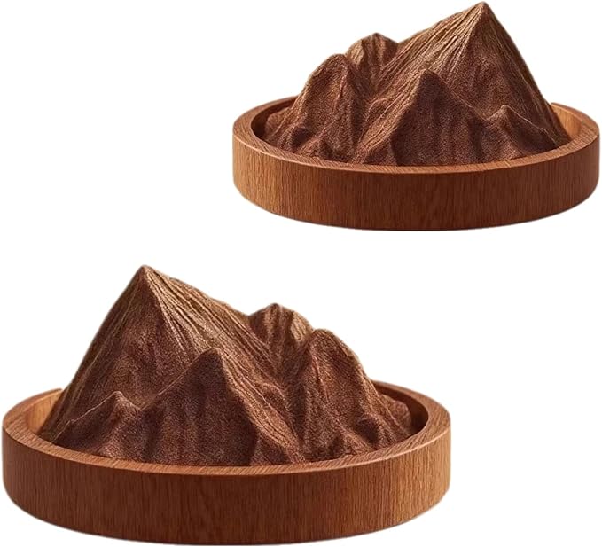 Passive Essential Oil Diffuser Wood Petal-Like, Small Portable Aromatherapy Diffuser Layered, Mini No-Electric Natural Boho Walnut Accent for Car, Desk, Rooms, Home, Office (Mountain-Like)