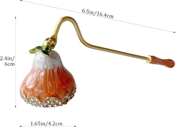 Orange Pear Candle Snuffer, Hand-Painted Metal Candle Extinguisher with Non-Slip Handle, Elegant Decorative Candle Tool for Hanukkah, Christmas, Birthdays