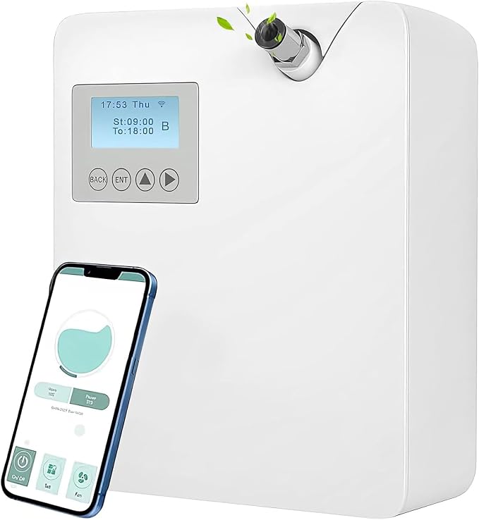 300 Ml Smart Scent Air Machine, Bluetooth and Wi-fi Control, Waterless Essential Oil Diffuser with Nebulising Technology, 2000 Sq Ft Coverage HVAC Scent Diffuser, for The Home, Hotels and Spas