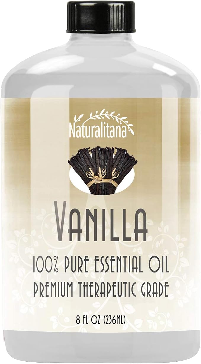 Naturalitana Best Vanilla Essential Oil - Aromatherapy Essential Oil for Diffuser, Soap, Bath Bombs, Candles, and More (8oz Bulk Vanilla)