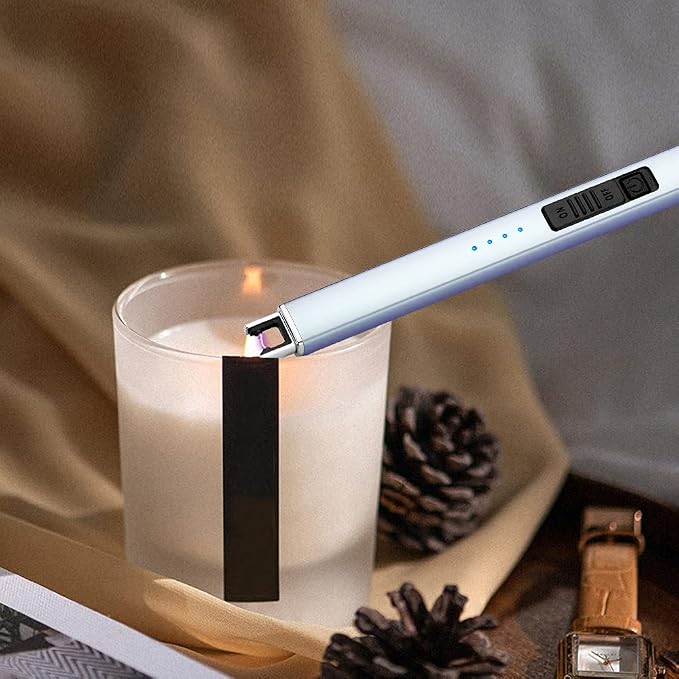 ARECTECH Electric Candle Lighter with Type-C Cable Rechargeable Plasma Arc Lighter for Candle Camping Kitchen Stove Birthday Gift for Man Women Wife Blue