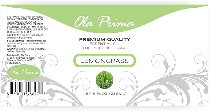 Ola Prima Lemongrass Essential Oil - Aromatherapy Oils - 8 Fluid Ounces Bulk
