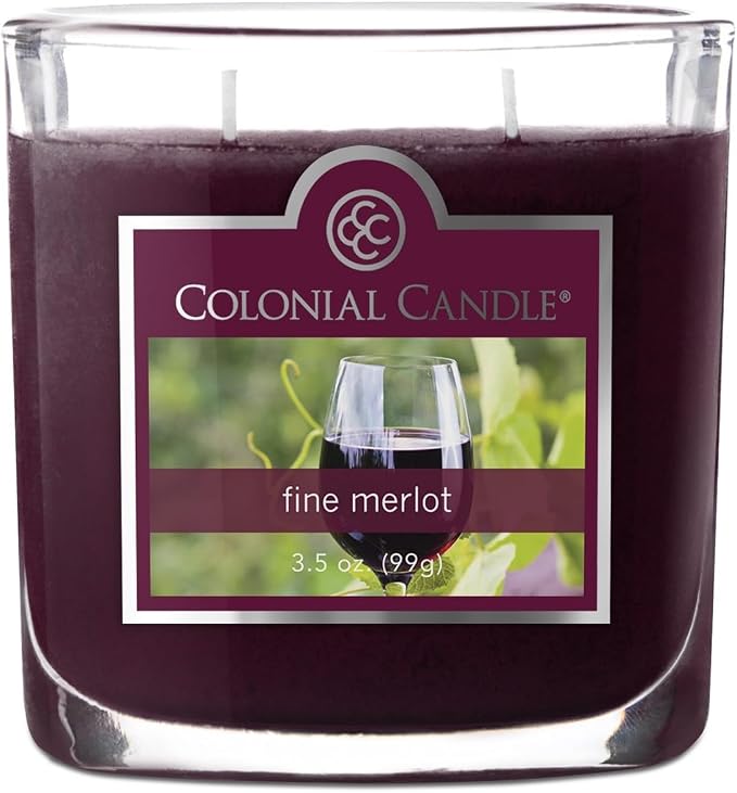 Colonial Candle Fine Merlot Scented Jar Candle, 2 Wick, 3.5 oz, Mottled Wax Candle