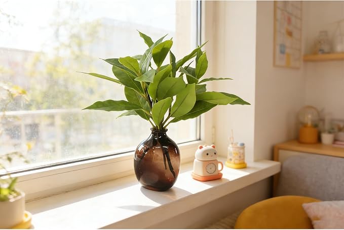 Empty Reed Diffuser Glass Bottle Set, Scent Diffuser Empty Bottle with Sticks and Fake Greenery Stems, Fragrance Aromatherapy Essential Oil DIY Jar for Home Shelf Bedroom Bathroom Office Decor (D)