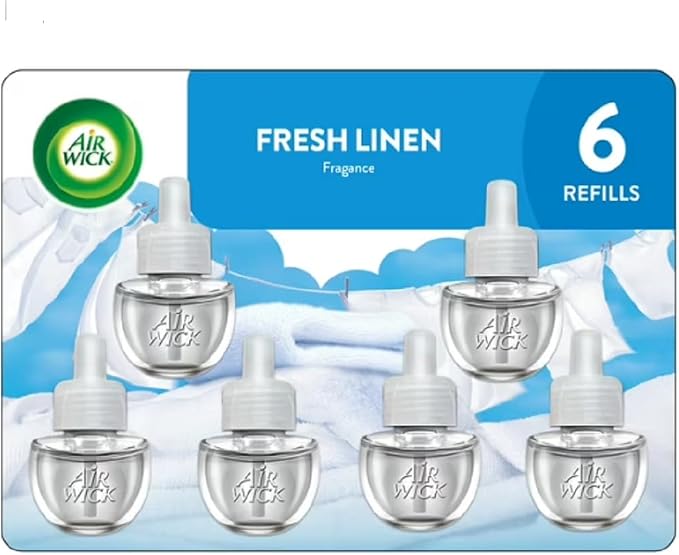Air Wick Plug-In Scented Oil Refills, 6 Count, Fresh Linen, Air Freshener, Essential Oils