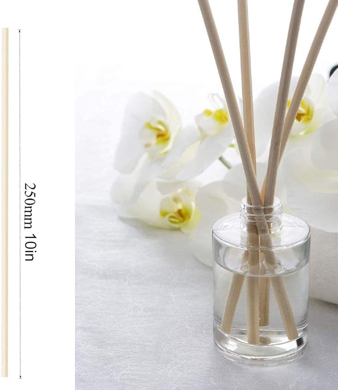 HOSSIAN 50pcs Reed Diffuser Sticks - Wood Rattan-Reed Sticks -Essential Oil Aroma Diffuser Sticks- Spa-Aromatherapy(7.5"/19cm) (Natural 10"/25cm)