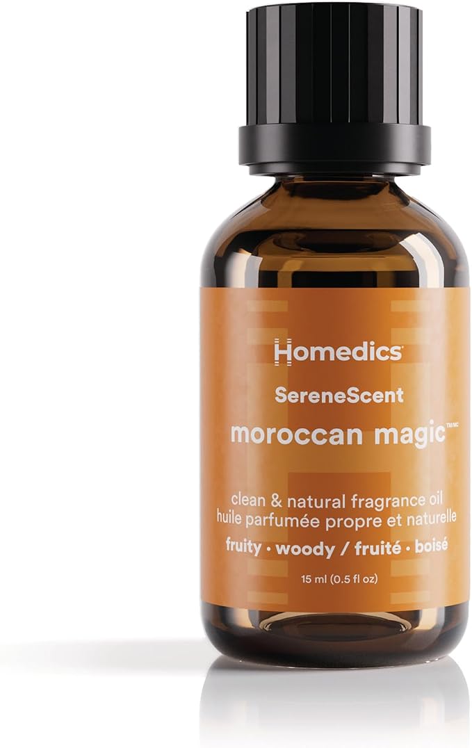 Homedics SereneScent Moroccan Magic Fragrance Oil 15ml | Warm Spiced Woody Blend with Cedarwood, Patchouli & Clove | USDA Biobased Essential Oil Diffuser Scent | Waterless Cold Air