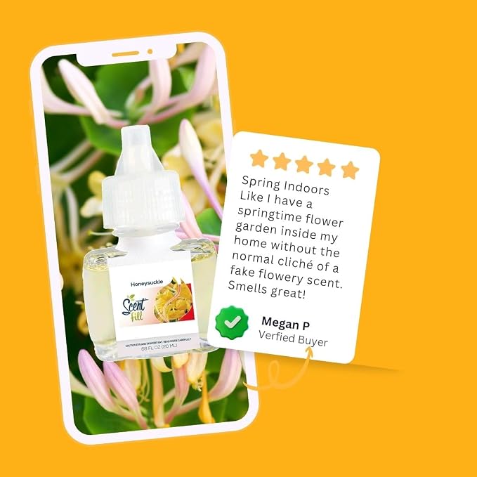Scent Fill Honeysuckle Plug in Air Freshener, Scented Oil Refills, 2 Refills + Diffuser