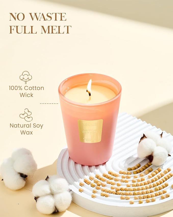 M&SENSE Tropical Spice Peach Soy Candle, 14.1oz 60H, Summer Fruity Home Fragrance, Summer Refresh Aromatherapy Candle for Stress Relief