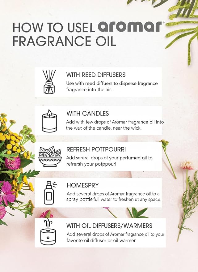 AROMAR Premium Fragrance Oil, Pack of 3 Fresh Linen 2oz. Bottles. Long Lasting Aromatic Scent, Fresh and Revitalizing Aromatherapy for Living Room, Bedroom, and Kitchen