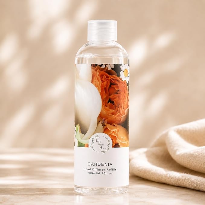 Reed Diffuser Essential Oil Refill Gardenia Floral - 200ml Scented Oil for Home Aromatherapy Bedroom Decor