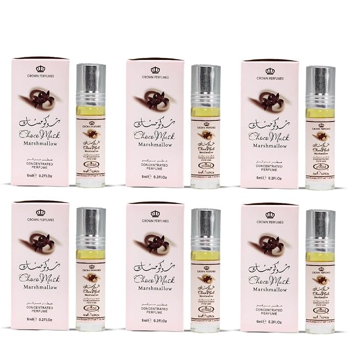 Al-Rehab Choco Musk Marshmallow Perfume Oil Roll-On - 6ml (0.2 oz) | Gourmand Fragrance with Strawberry, Marshmallow & Cocoa | Sweet, Fluffy & Addictive | Arabian Dessert Scent (Box of 6)