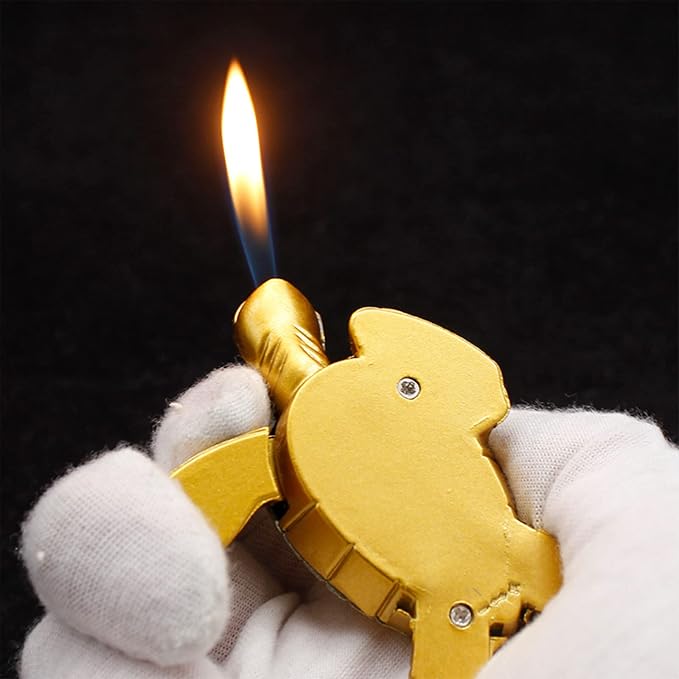 Creative Desktop Golden Turtle Butane Lighter - Cool Portable Gas Lighter With Adjustable Soft Flame, Refillable for Outdoor Indoor Use - Men's Boyfriend Gift