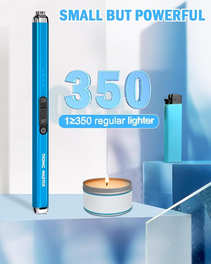 Electric Candle Lighter Valentine's Day Gifts for Women Mom Men Dual Arc USB Rechargeable Windproof Lighter for Candle BBQ Birthday Camping Gift Idals (Sapphire Blue)