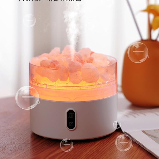 Salt Stone Lamp Diffuser Humidifier, 7 Colorful Light Intelligent Aromatherapy Mist Humidify Machine USE Charging Suitable for Office Desktop Home Bedroom Car