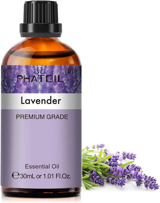 Lavender Essential Oil 1.01fl.oz/30ml, PHATOIL Lavender Oils Long Lasting Scents for Aromatherapy, Diffuser, DIY Soap and Candle Making