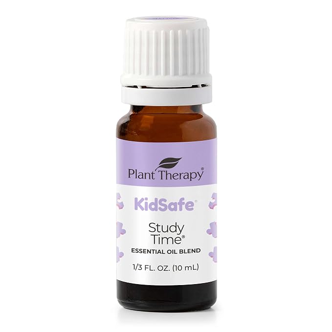 Plant Therapy KidSafe Study Time Essential Oil Blend 10 mL (1/3 oz), 100% Pure, Undiluted, Aromatherapy for Focus, Mind Calming, Concentration Blend for Kids