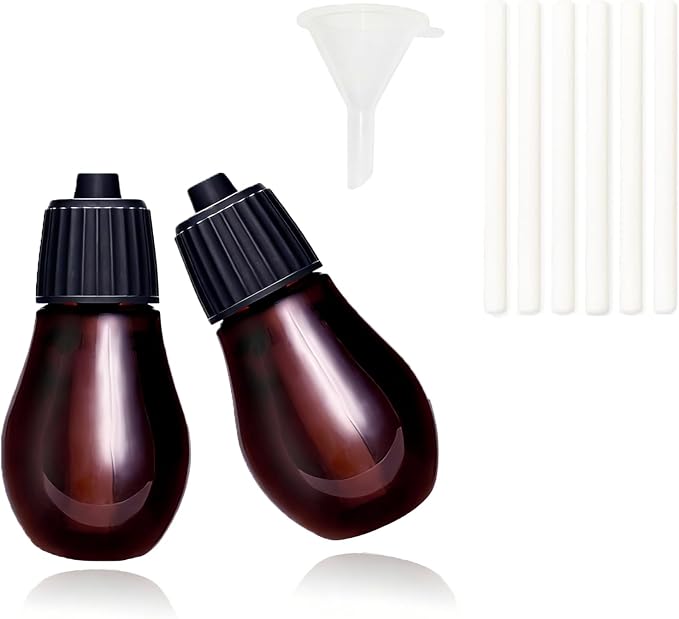 Empty Bottle for Essential Oil Refilling, 2 Empty Bottles & 6Filter Cottons & 1Mini Funnel, Fit Waterless Aroma Diffuser