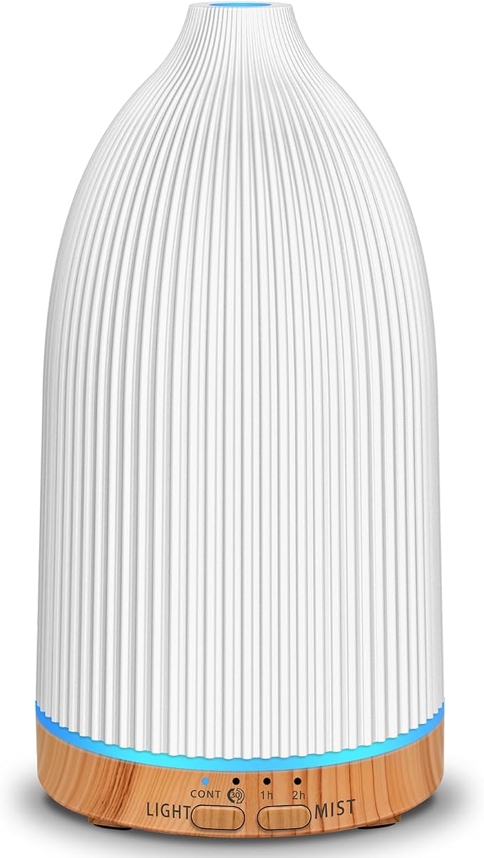 URPOWER 150ML Essential Oil Diffusers for Home, Ultrasonic Aromatherapy Diffuser with 7 Color Changing Lights, Timer & Auto Shut-Off, Scent Diffuser for Bedroom, Office, Yoga