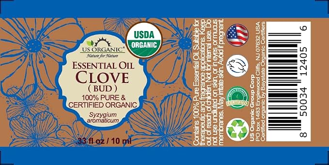 US Organic 100% Pure Clove Bud Essential Oil - USDA Certified Organic, Steam Distilled (10 ml)