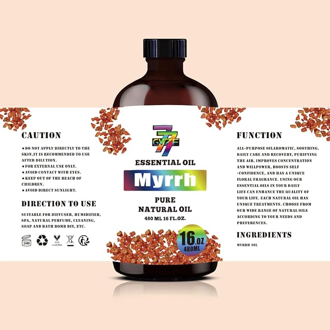 Myrrh Essential Oil, Myrrh Oils, for Diffuser, Meditation, Humidifier, DIY Candles, Soap, Yoga, Massage, Gift, Essential Oil, GV77ZF Myrrh Fragrance Oil - 16 fl oz (480 ml)