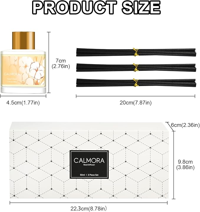 CALMORA Reed Diffuser Gift Set of 3, 50ml Home Fragrance Diffuser with 15 Reeds Sticks | Flameless Lily & Jasmine/Lavender/Fresh Linen Scented Oil for Women, Mom, Housewarming
