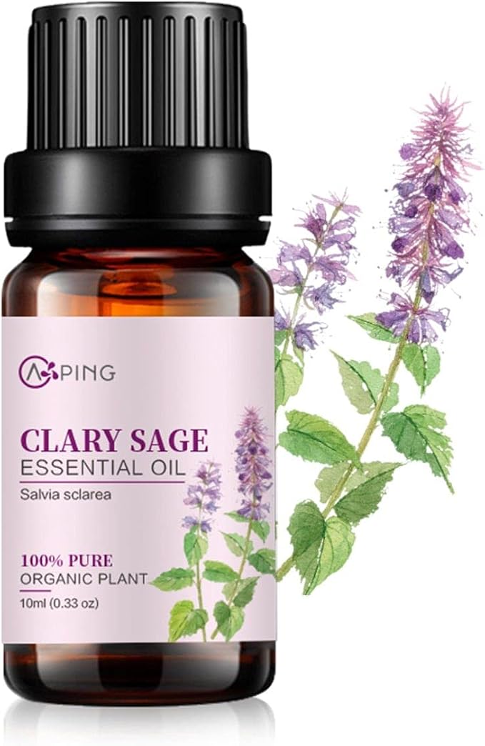 Clary Sage Essential Oil - 100% Pure Organic Natural Plant (Salvia sclarea) Clary Sage Oil for Diffuser, Aroma, Spa, Massage, Yoga, Perfume, 0.33oz