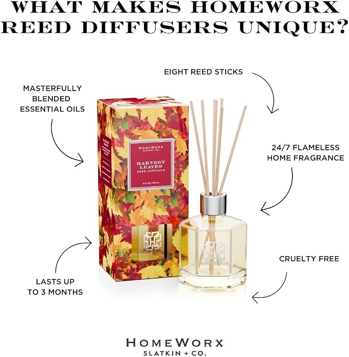 HomeWorx by SLATKIN + CO. Harvest Leaves Reed Stick Diffuser