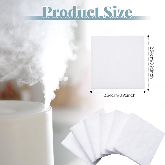 100 Pcs Square Humidifier Essential Oil Pads, 1×0.12 Unscented Replacement Aroma Refill Pads White for Simply Diffusers Home Electronic Equipment Scent Locket Plug-in Accessories