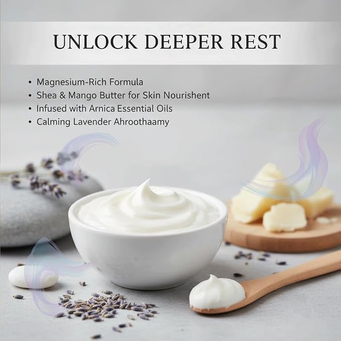 SweetBee Sleep Magnesium Butter,Soft Spring Magnesium Cream with Shea & Mango Butter, Arnica & Essential Oils, Nighttime Magnesium Lotion for Leg, Foot, Original Lavender 4oz