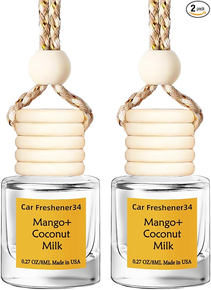 Hanging Car Air Freshener, Long Lasting Essential Oil Diffuser, Non-Toxic New Car Scent, Cute Car Fresheners for Women, 2 Pack Made in USA