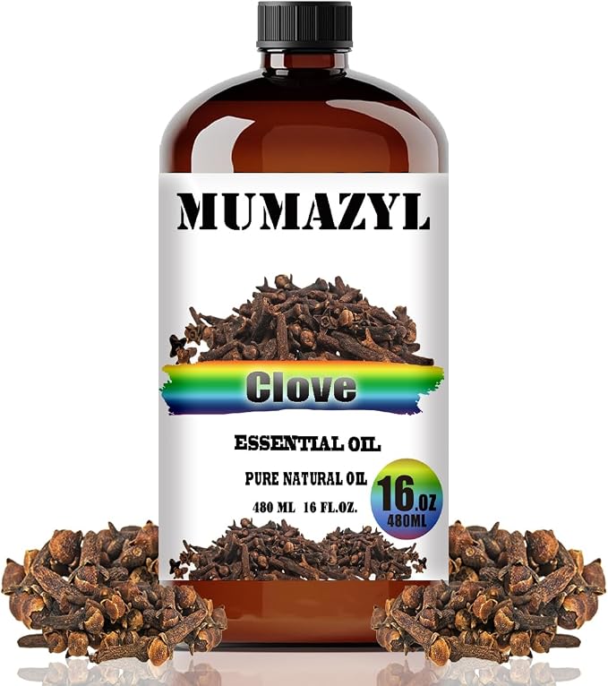 Clove Essential Oil, Clove Oil 16 Fl Oz 480ML for Diffuser Humidifier Yoga Cleaning DIY Candle Soap Making MUMAZYL Essential Oils