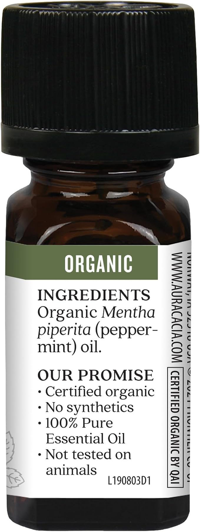 Aura Cacia Organic Peppermint Essential Oil, Mentha Piperita Oil, Cooling Aromatherapy for Diffusers, Skincare, Massage, Custom Blends | 0.25 Fl Oz (Pack of 1)