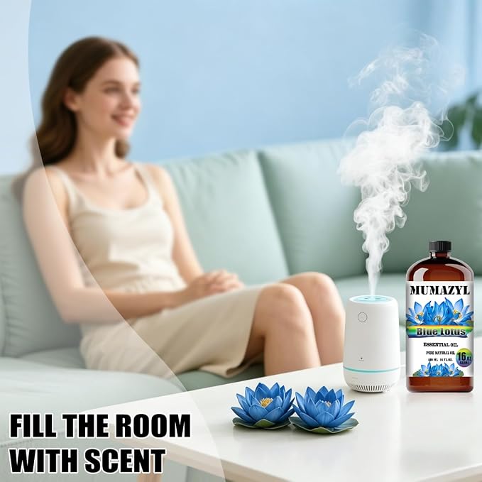 Blue Lotus Essential Oil, Blue Lotus Oil 16 Fl Oz 480ML for Diffuser Humidifier Yoga Cleaning DIY Candle Soap Making MUMAZYL Essential Oils