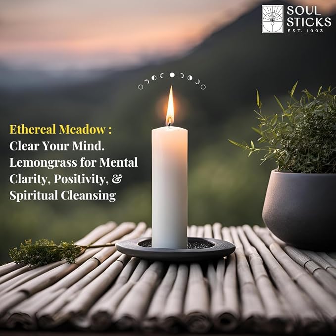 SOUL STICKS 4" Scented Ritual Candles Chime Taper Premium Candles 20 pcs for Rituals, Ceremonies, Meditation, Altar and Spells (Gray/Lemongrass)