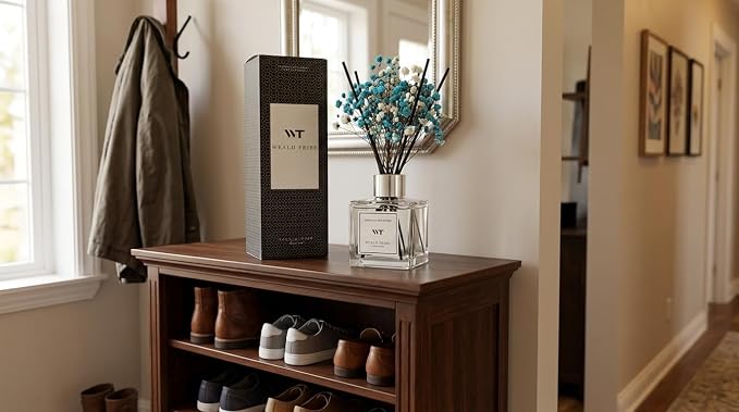 WEALD TRIBE Reed Diffuser Set Cashmere Vanilla Scent for Bathroom Air Fresheners Accessories, Oil Diffuser Stick | 5.1 fl oz Home Fragrance with Sticks Defusers | House Bedroom Office Shelf Decor