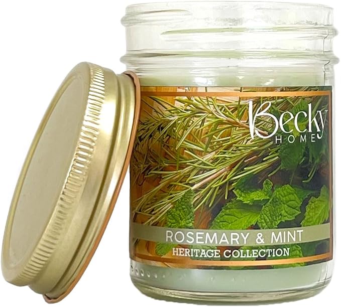8oz Rosemary Mint Scented Candles for Home, 45 Hrs Soy Wax Candle for Stress Relief, House Aromatherapy Candle Fall Gifts for Men and Women