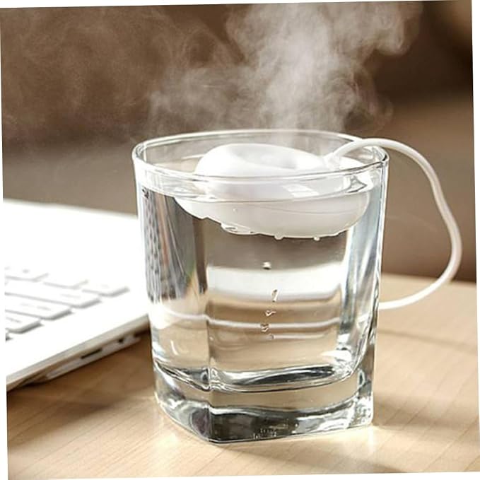 Mini USB Air Humidifier, Rechargeable Donut Shape Float Humidifier for Home Office Desk, Quiet & Portable, White